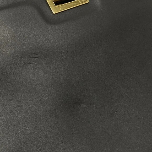 Auth Salvatore Ferragamo Gancini DH-21H995 Black Leather Handbag - Picture 13 of 16